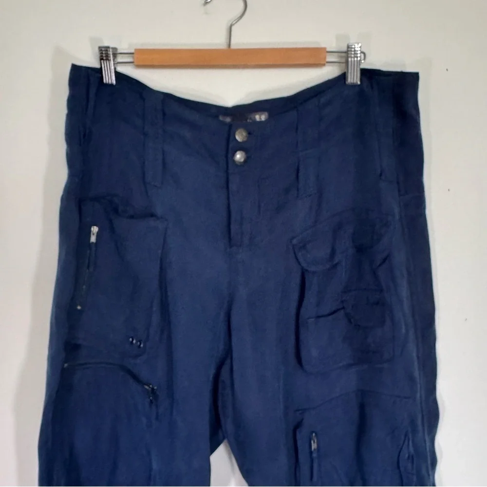 Johnny Was Pete & Greta Navy Blue Cargo Pants Size 12 lagenlook casual